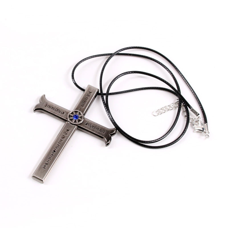 Cross Unsheathed Knife Buckle Necklace