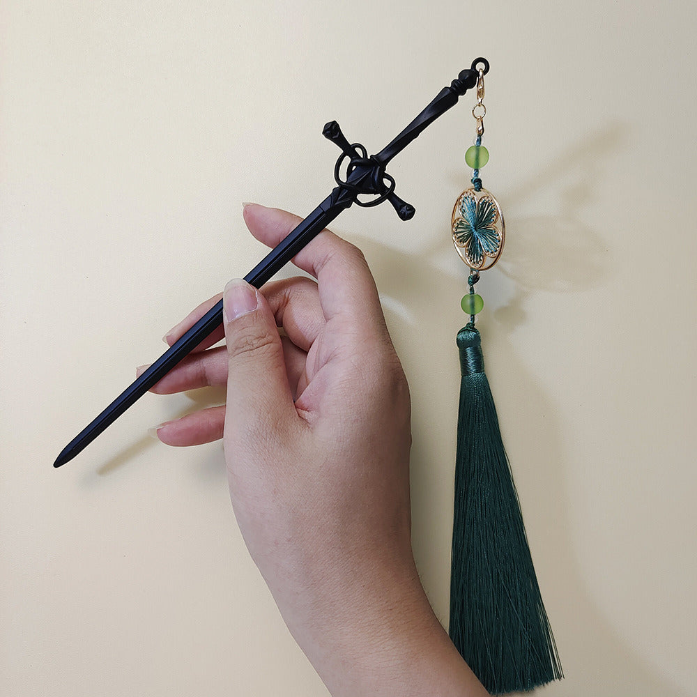 Sword Hairpin Tassel Hairpin Updo Ancient Style Han Chinese Clothing Accessories Ornament Modeling Headdress Hairpin Pull Hairpin Simple Antique