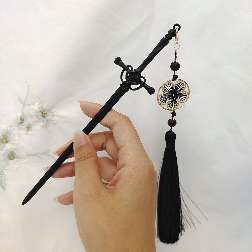 Sword Hairpin Tassel Hairpin Updo Ancient Style Han Chinese Clothing Accessories Ornament Modeling Headdress Hairpin Pull Hairpin Simple Antique