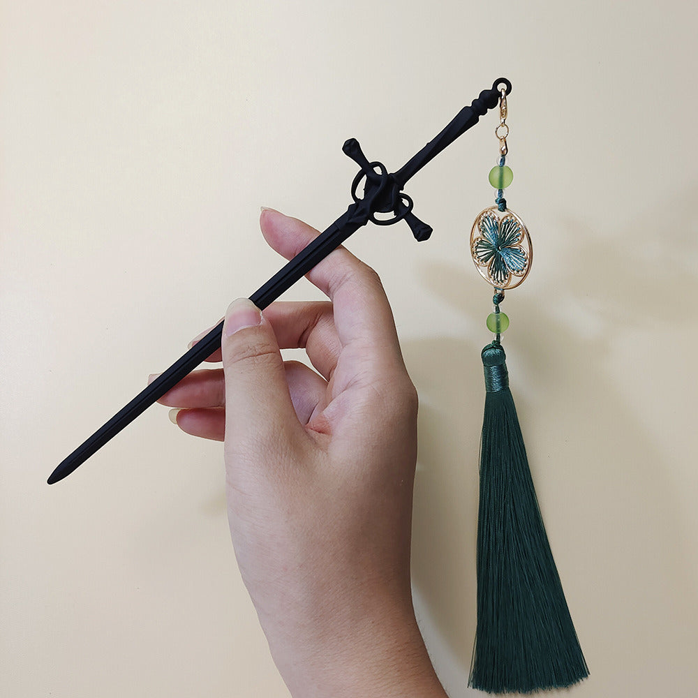 Sword Hairpin Tassel Hairpin Updo Ancient Style Han Chinese Clothing Accessories Ornament Modeling Headdress Hairpin Pull Hairpin Simple Antique