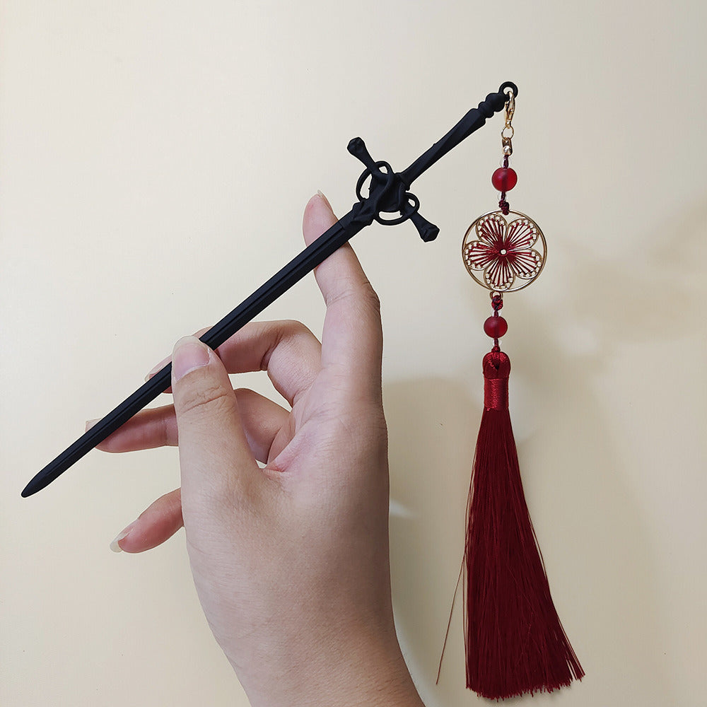 Sword Hairpin Tassel Hairpin Updo Ancient Style Han Chinese Clothing Accessories Ornament Modeling Headdress Hairpin Pull Hairpin Simple Antique