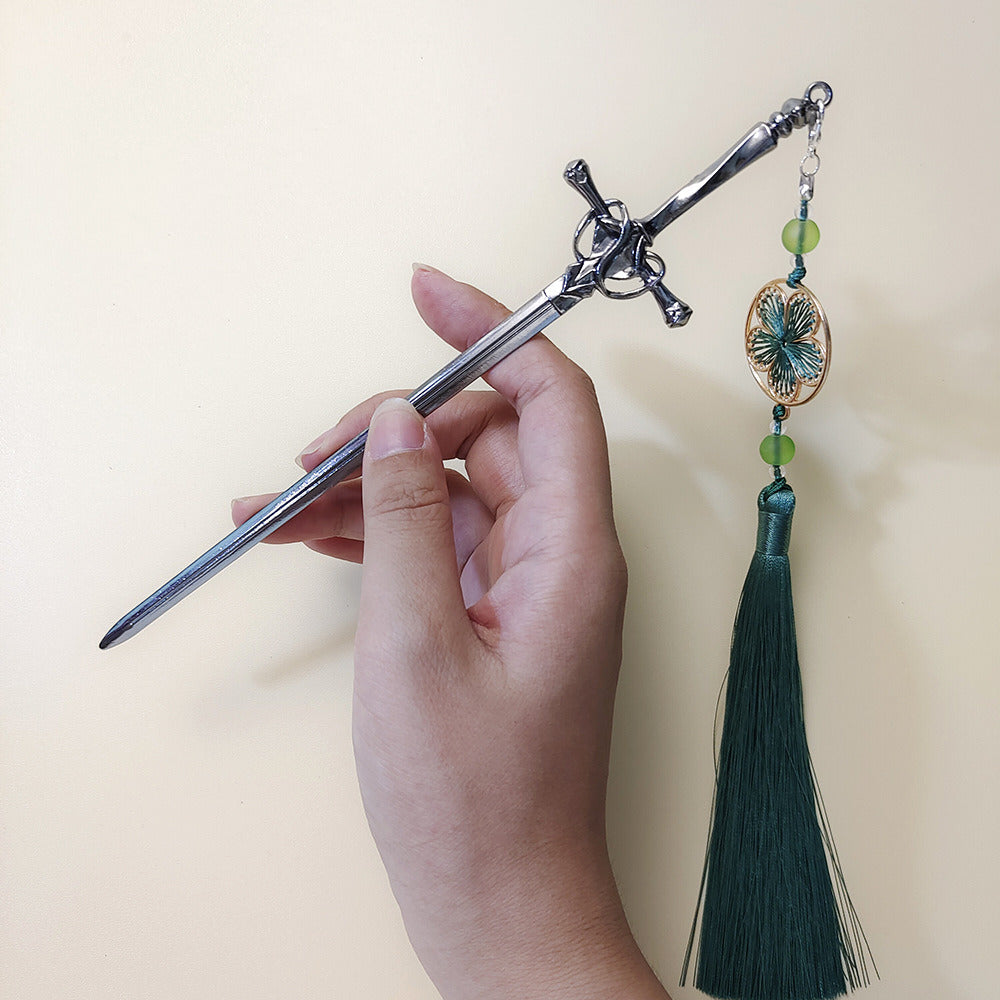 Sword Hairpin Tassel Hairpin Updo Ancient Style Han Chinese Clothing Accessories Ornament Modeling Headdress Hairpin Pull Hairpin Simple Antique