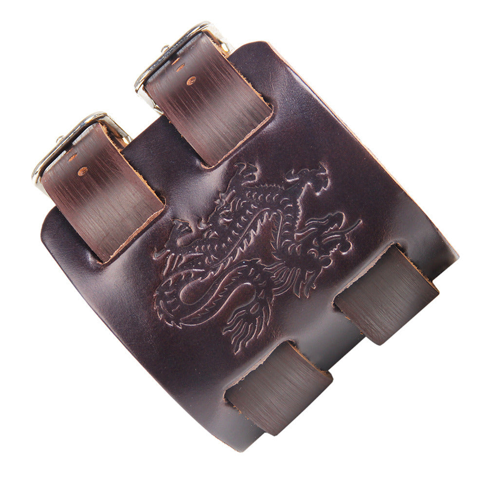 Dragon Totem Cattle Leather Bracelet Double Joint Dual-use Detachable