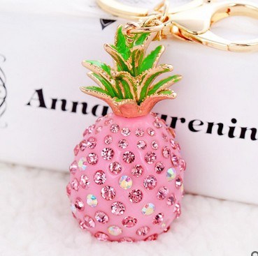 Female Car Keychain Cute Full Diamond Pineapple