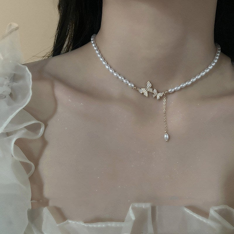 Light Luxury Pearl Love Necklace High-end Sense Niche