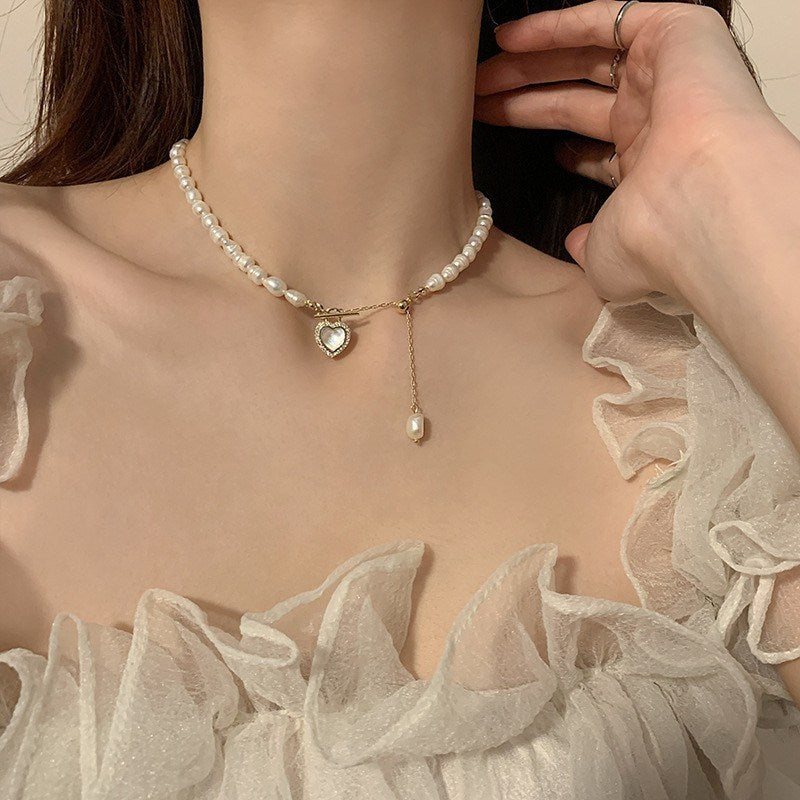 Light Luxury Pearl Love Necklace High-end Sense Niche