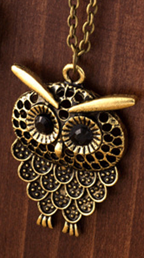 Necklace Personalized Fashion Retro Three-color Owl Alloy Necklace New Women's Exquisite Sweater Chain