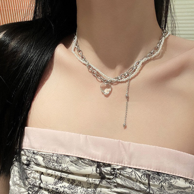 Light Luxury Pearl Love Necklace High-end Sense Niche