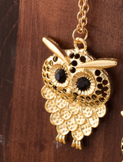 Necklace Personalized Fashion Retro Three-color Owl Alloy Necklace New Women's Exquisite Sweater Chain