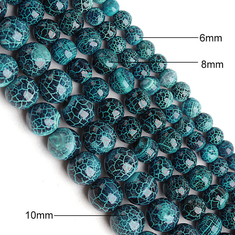 Natural Oxidized Agate Round Beads Cracked Texture Agate Scattered Beads Diy Handmade Beaded Material Semi-finished Products