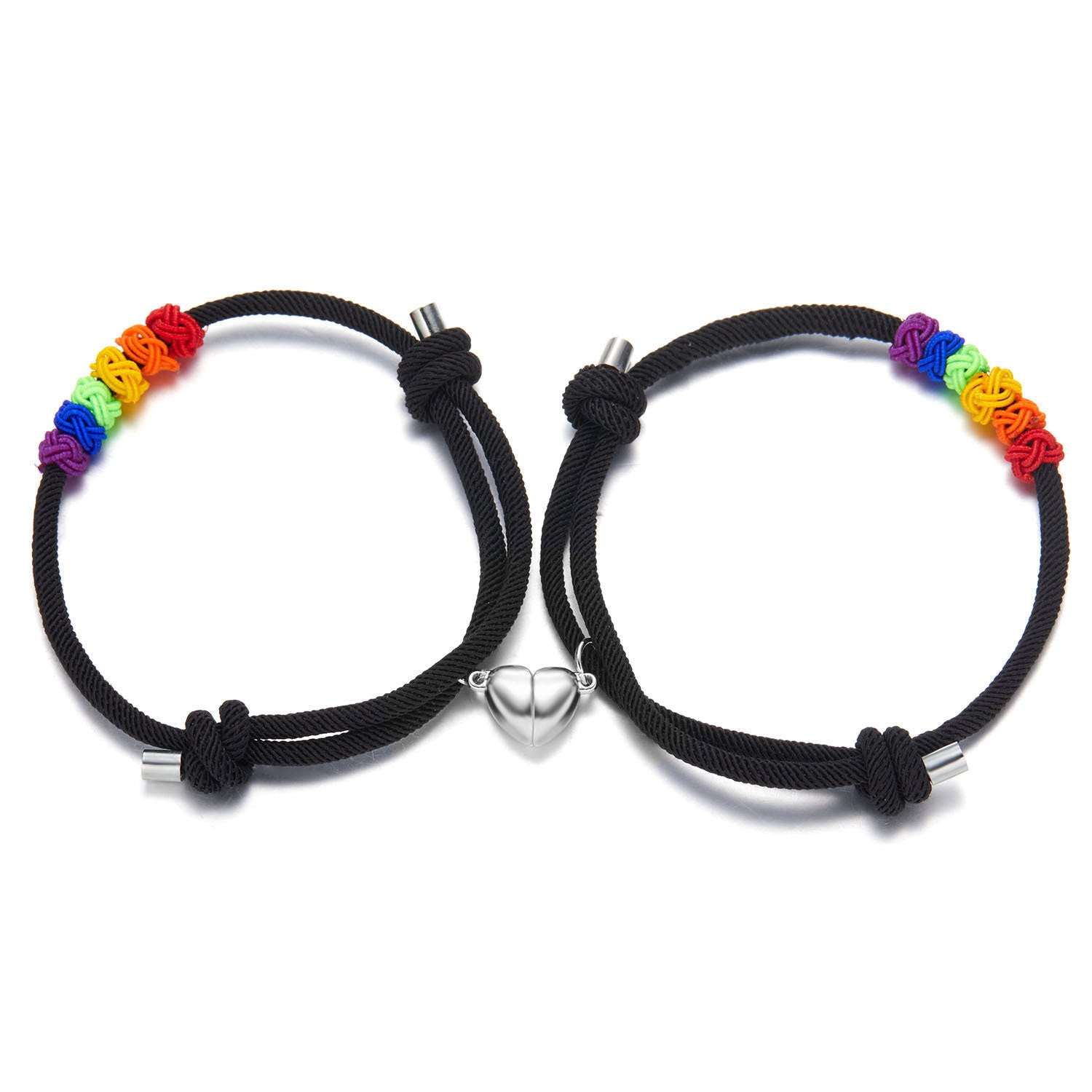 Couple Alloy Magnetic Buckle Bracelet Rainbow Pineapple Knot