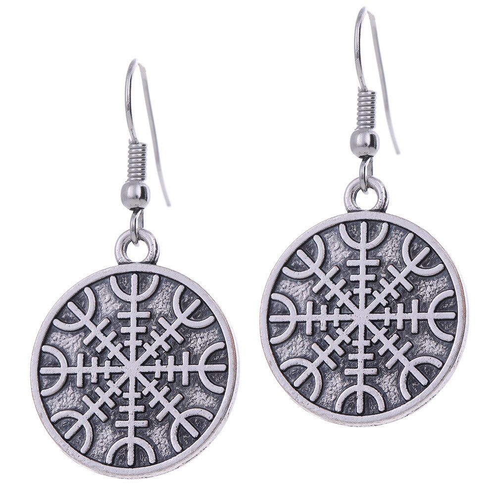 Ornament Zinc Alloy Nordic Vikings Plant Flower Decoration Earrings