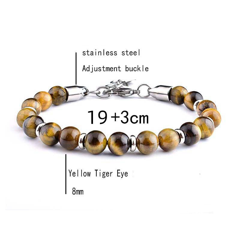 Men's Stainless Steel Adjustable Stone Spacer Bracelet