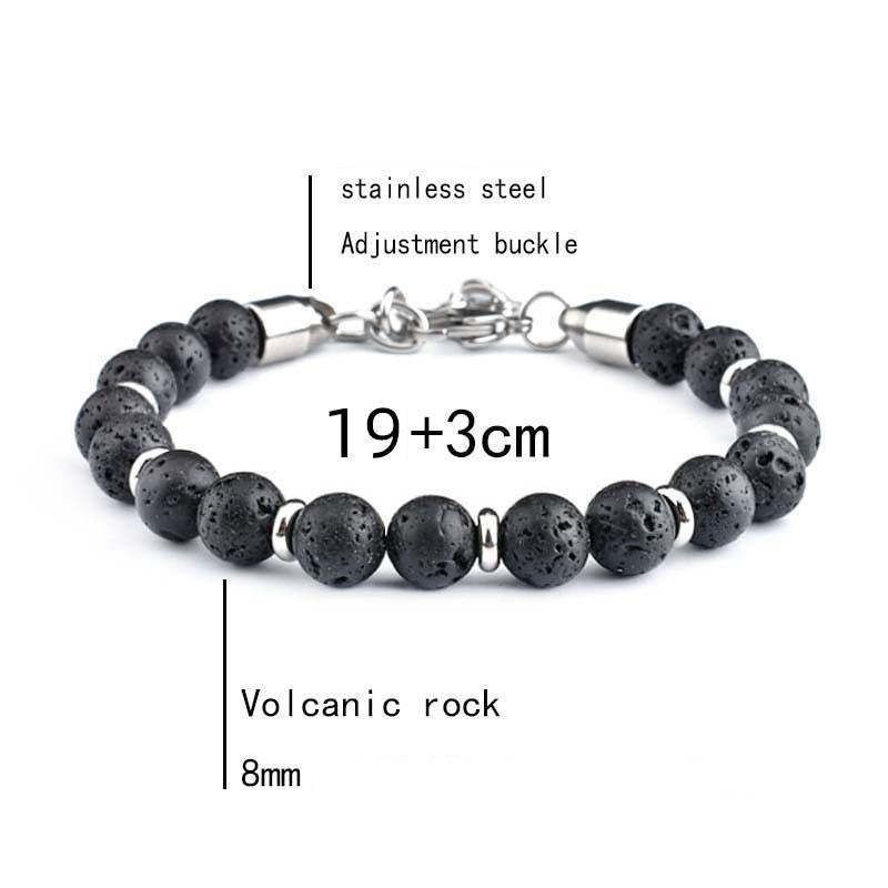 Men's Stainless Steel Adjustable Stone Spacer Bracelet