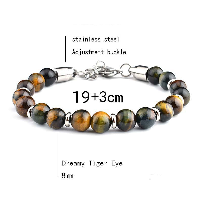 Men's Stainless Steel Adjustable Stone Spacer Bracelet