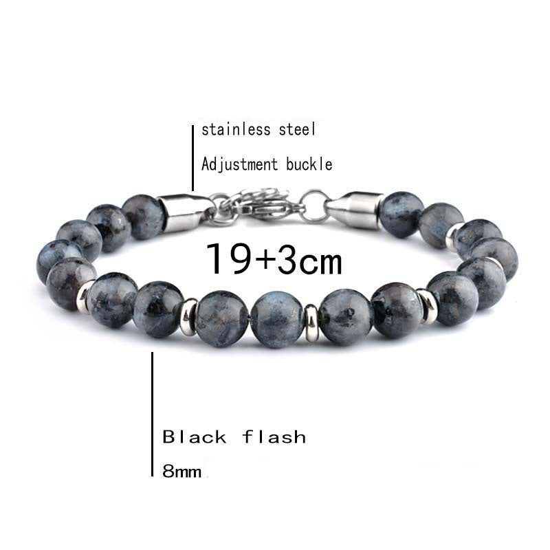 Men's Stainless Steel Adjustable Stone Spacer Bracelet