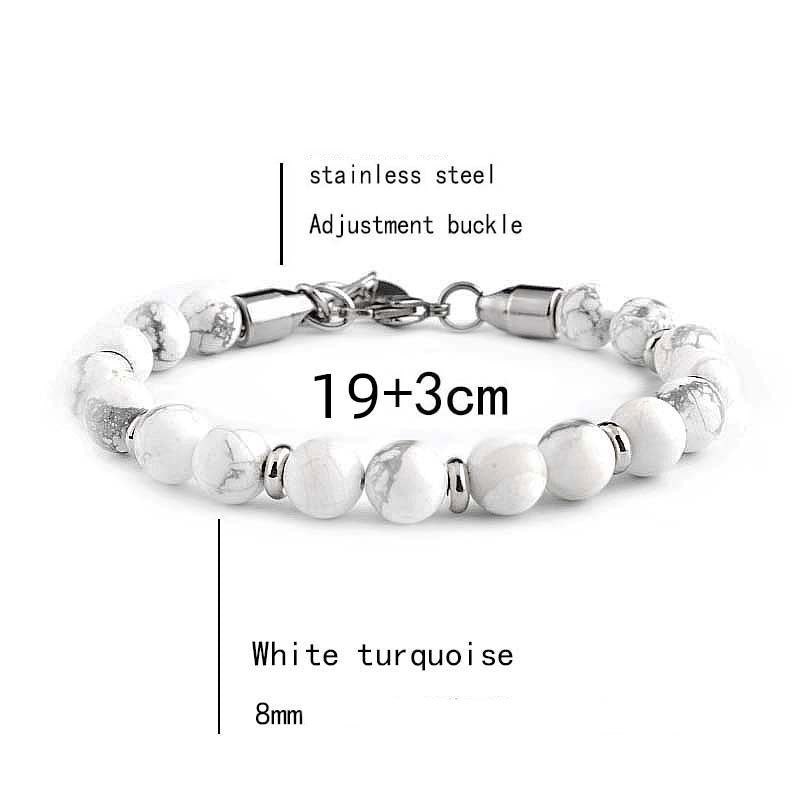 Men's Stainless Steel Adjustable Stone Spacer Bracelet