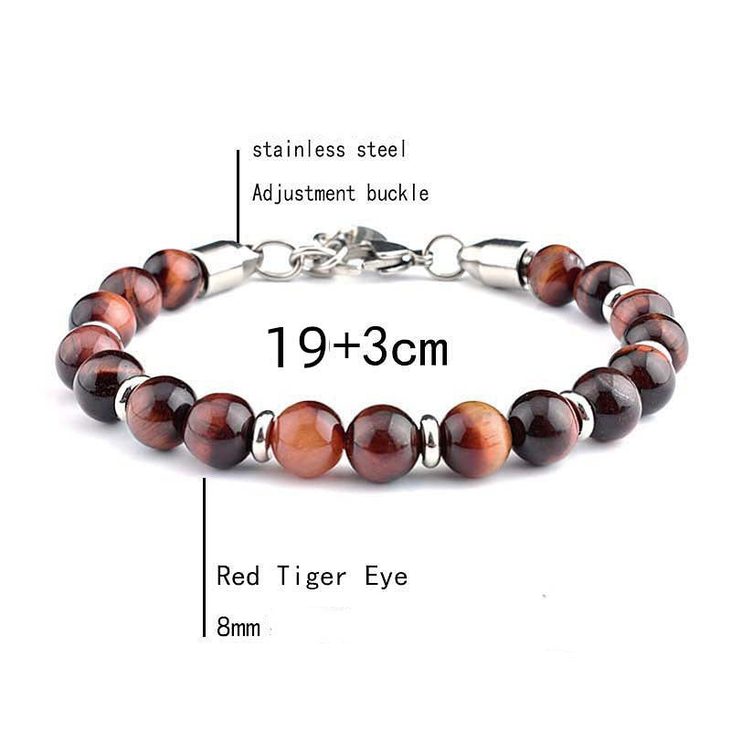 Men's Stainless Steel Adjustable Stone Spacer Bracelet