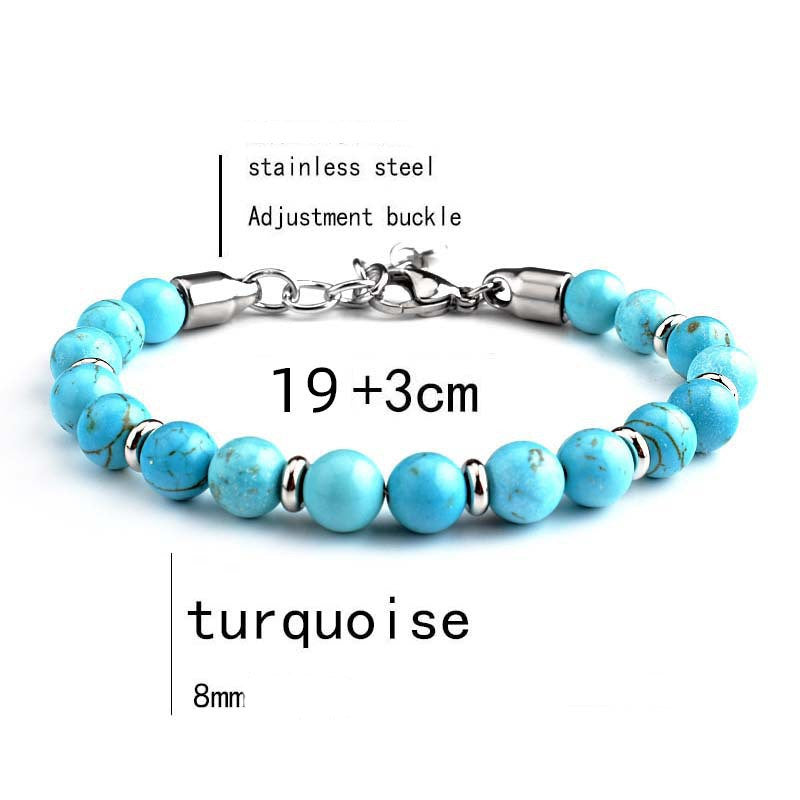 Men's Stainless Steel Adjustable Stone Spacer Bracelet