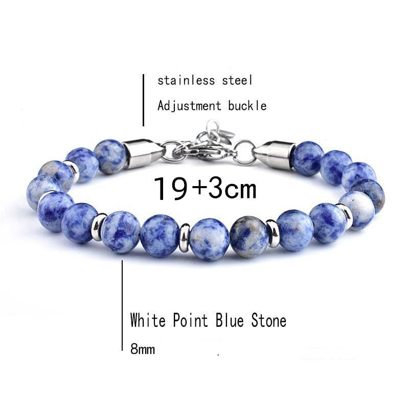 Men's Stainless Steel Adjustable Stone Spacer Bracelet