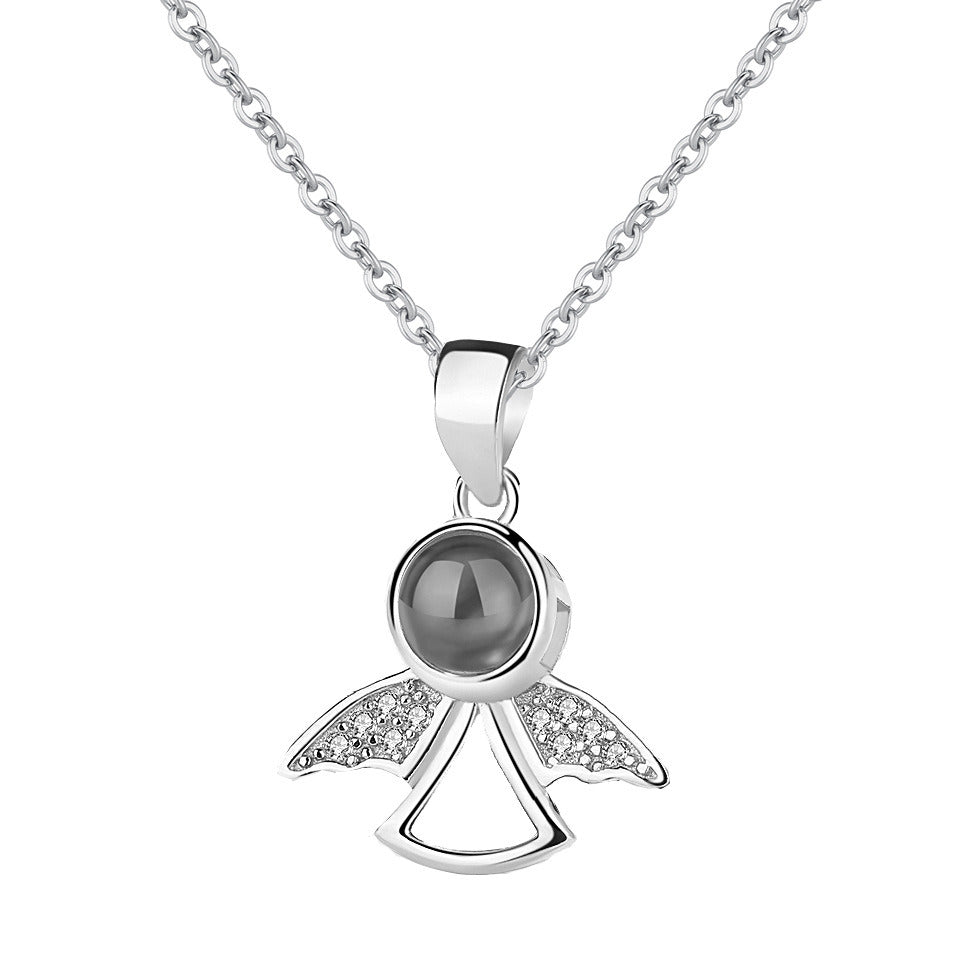 Sterling Silver S925 Little Angel Memory Projection Necklace