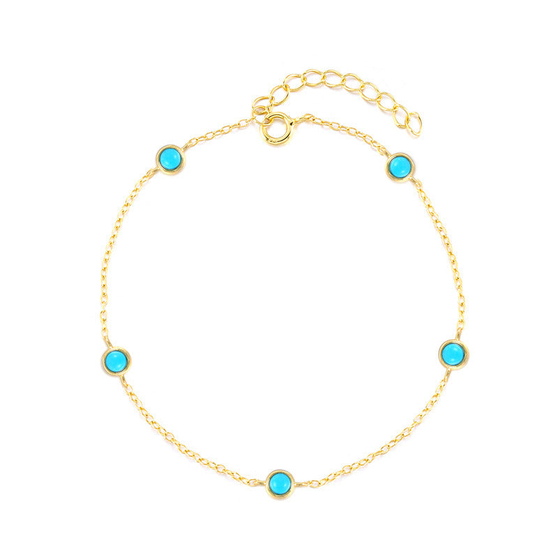 Sterling Silver Temperament Super Shiny Turquoise Bracelet