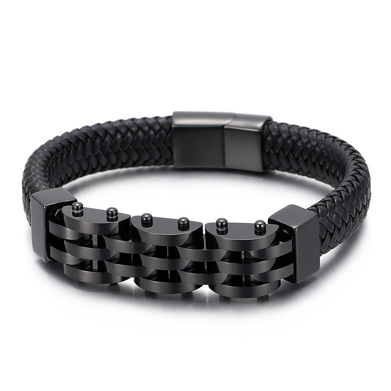 Creative Stainless Steel Magnet Buckle Braided Leather Bracelet