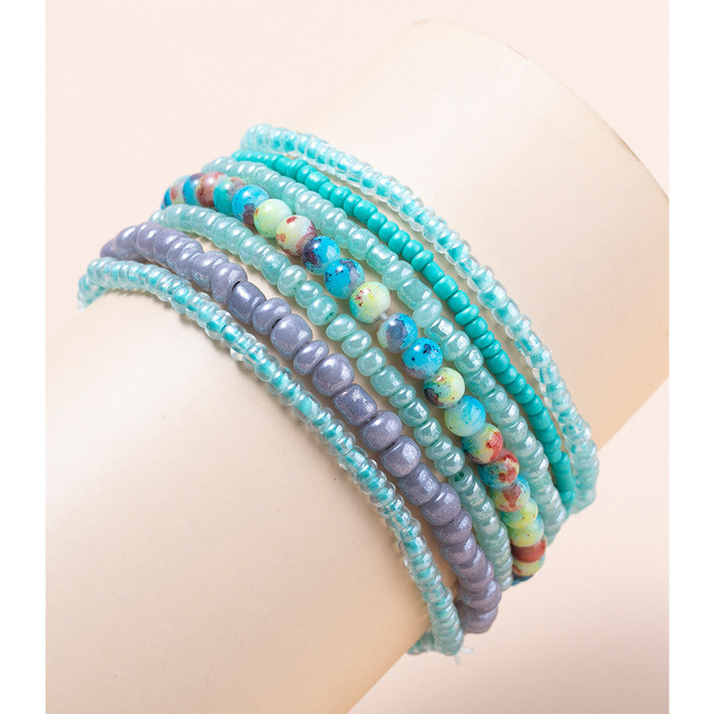 Women's Boho Beads Contrast Stacking Bracelet Set