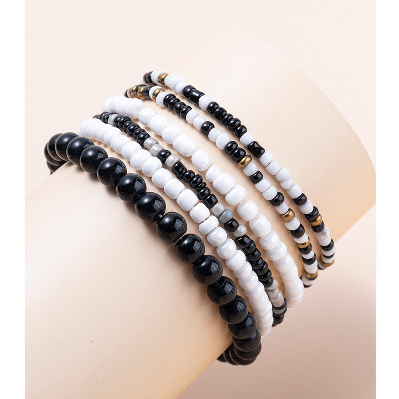 Women's Boho Beads Contrast Stacking Bracelet Set