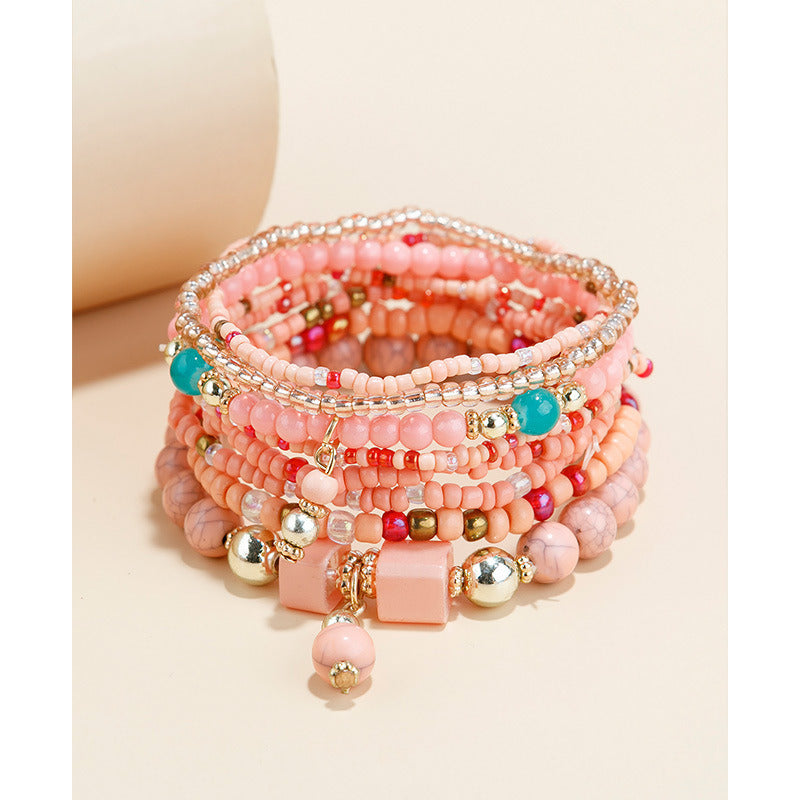 Women's Boho Beads Contrast Stacking Bracelet Set