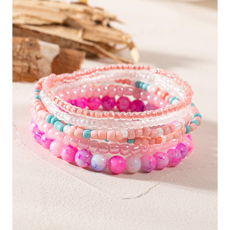 Women's Boho Beads Contrast Stacking Bracelet Set