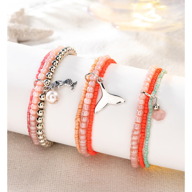 Women's Boho Beads Contrast Stacking Bracelet Set