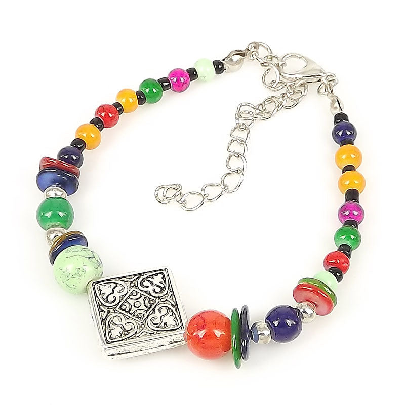 Ladies DIY Tibetan Silver Beads Fancy Bracelet