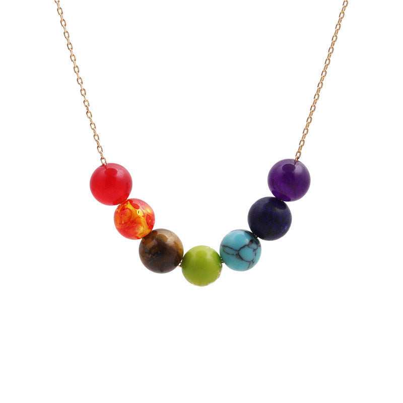 8mm Beaded Stone Pendant Necklace