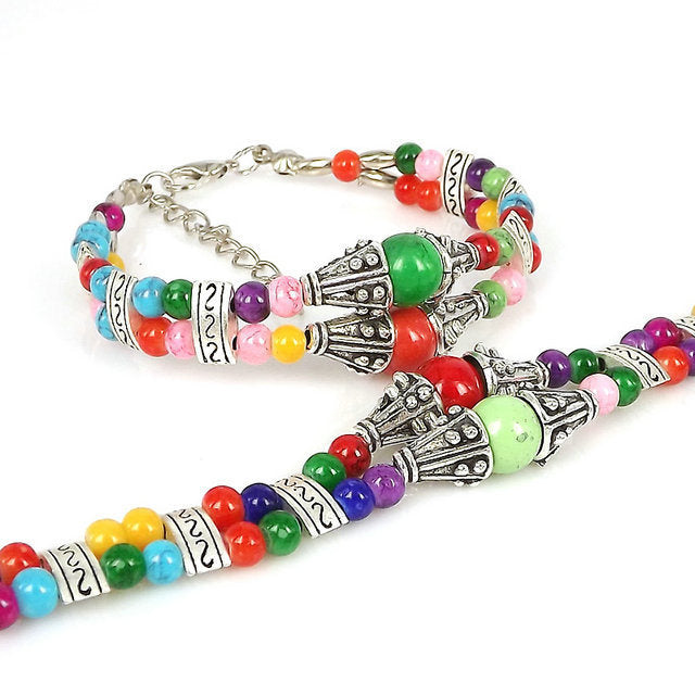 Ladies DIY Tibetan Silver Beads Fancy Bracelet