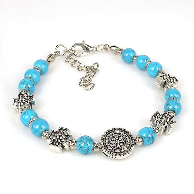 Ladies DIY Tibetan Silver Beads Fancy Bracelet