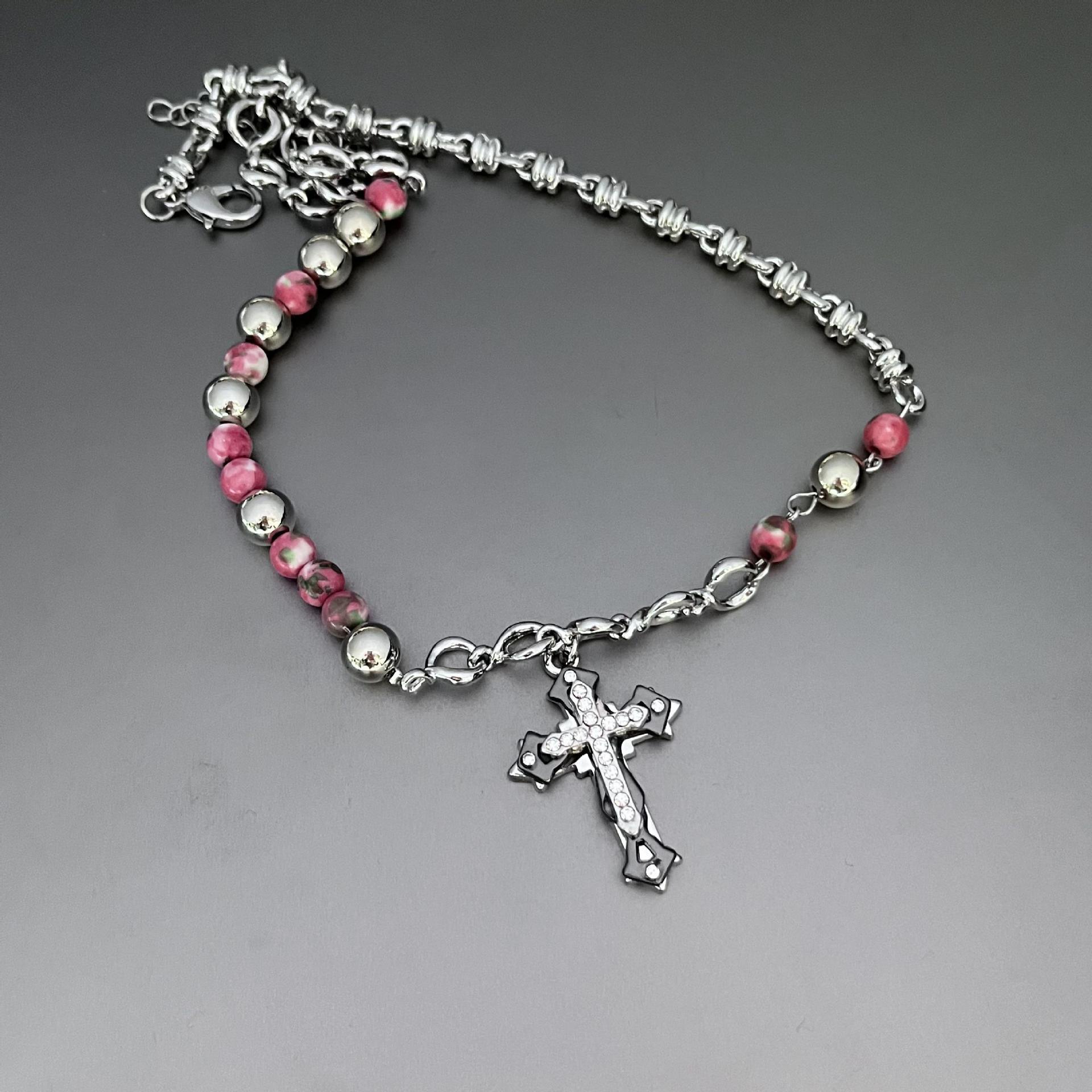 Diamond Cross Pendant Necklace Female