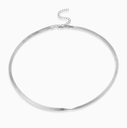 Flat Snake Bone Sterling Silver Niche Design Necklace