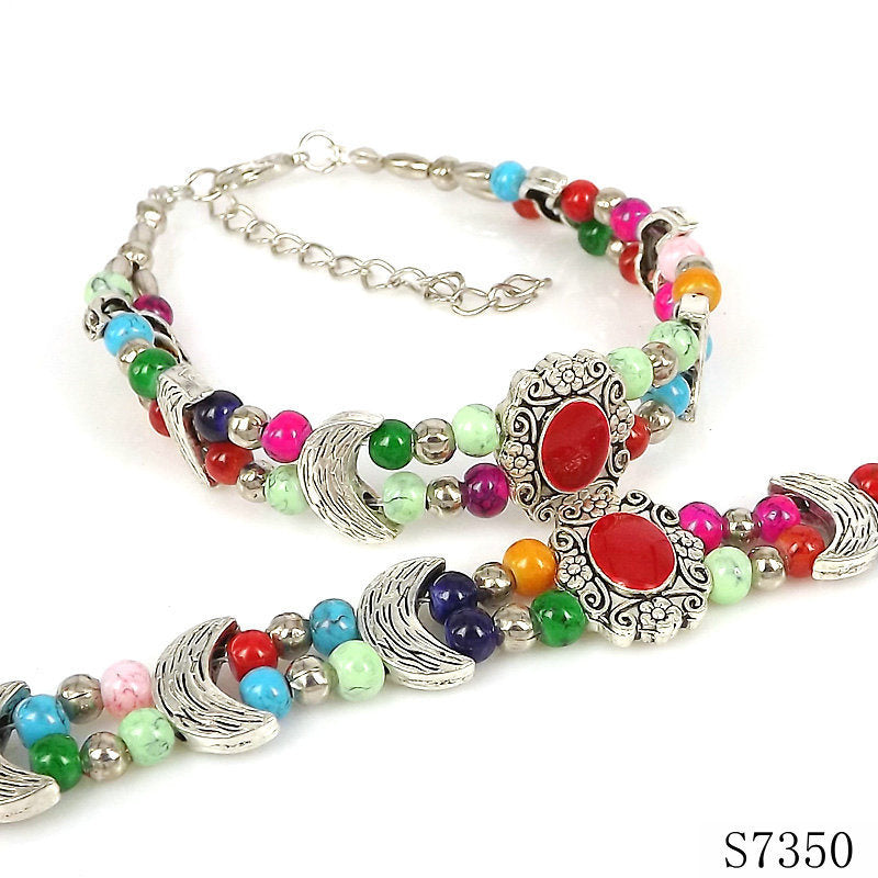 Ladies DIY Tibetan Silver Beads Fancy Bracelet