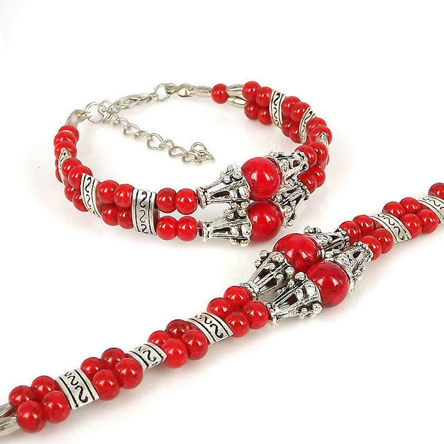 Ladies DIY Tibetan Silver Beads Fancy Bracelet