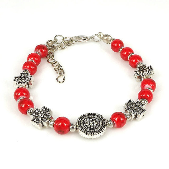 Ladies DIY Tibetan Silver Beads Fancy Bracelet