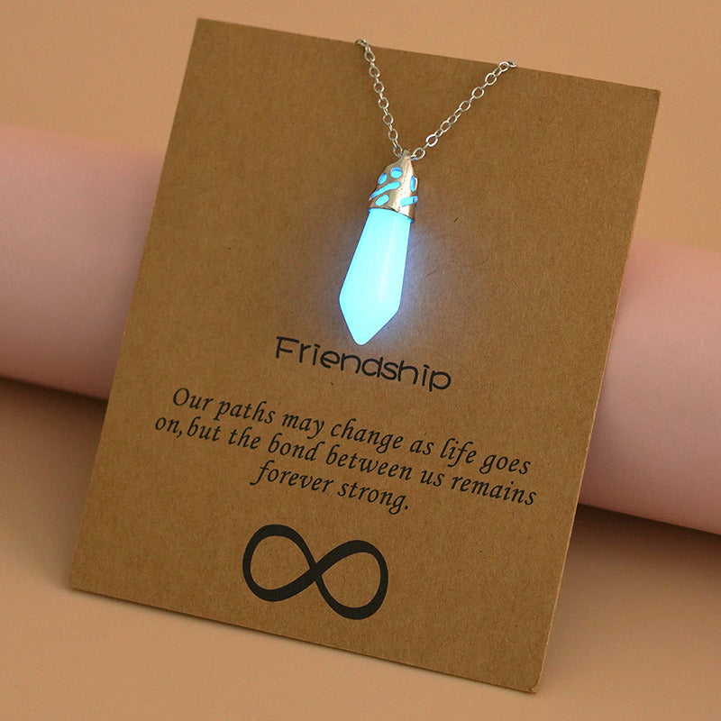 Women's Alloy Luminous Pendant Card Necklace