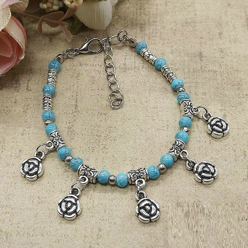 Ladies DIY Tibetan Silver Beads Fancy Bracelet