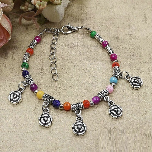 Ladies DIY Tibetan Silver Beads Fancy Bracelet