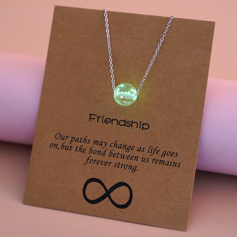 Women's Alloy Luminous Pendant Card Necklace