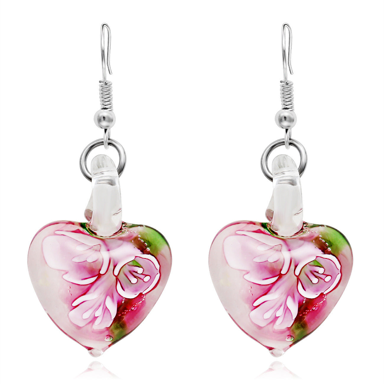 European And American Style AE Fashion Popular Murano Colored Glaze Creative Heart-shaped Light-emitting Earrings Jewelry For Girls