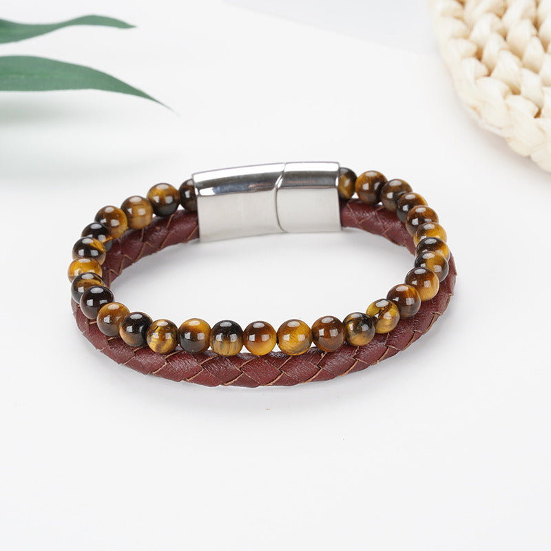 European And American Retro Fashion Men's Trendy Brown Bracelet