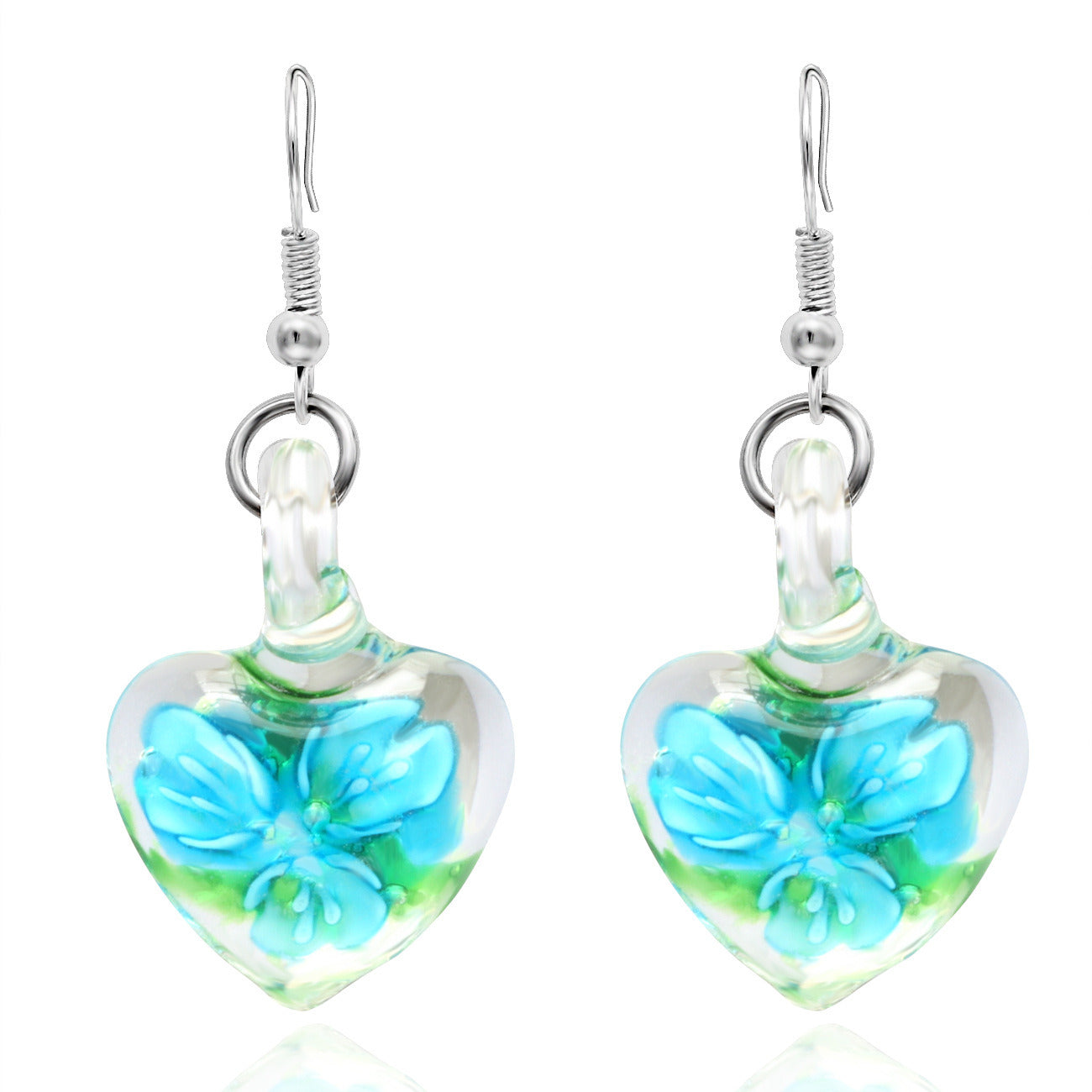 European And American Style AE Fashion Popular Murano Colored Glaze Creative Heart-shaped Light-emitting Earrings Jewelry For Girls