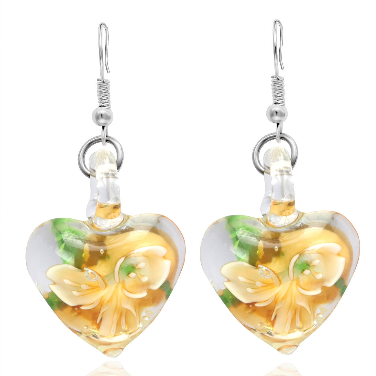 European And American Style AE Fashion Popular Murano Colored Glaze Creative Heart-shaped Light-emitting Earrings Jewelry For Girls