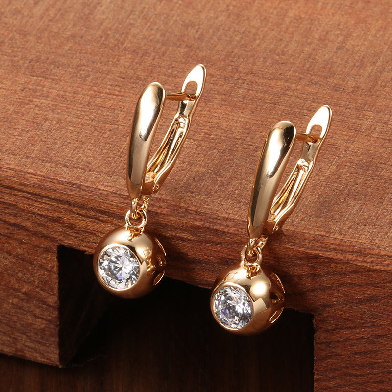 Fashion Zircon Earrings Women's Korean And Japanese Simple Ball Elegant